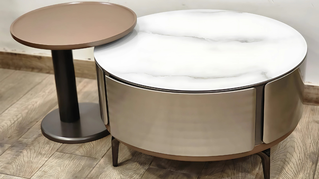 Modern Marble Top Round Nesting Center Tables in Metallic Finish – TAS Living