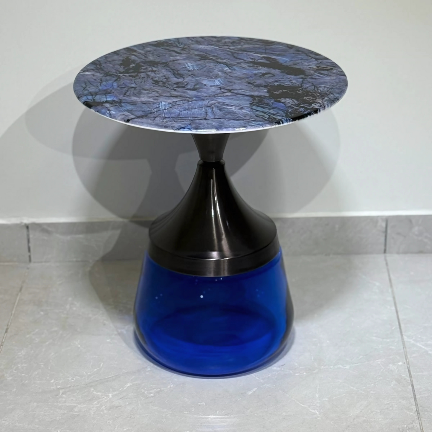 Blue Hourglass Marble Table