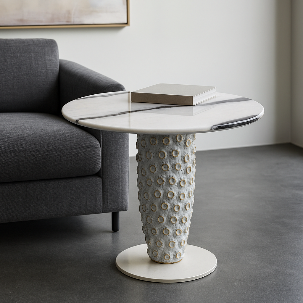 Pearl Crest Marble Side Table