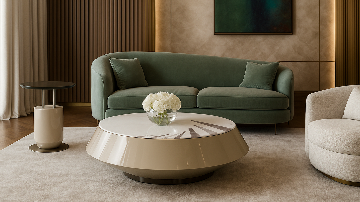 Velour Stone Center Coffee Table
