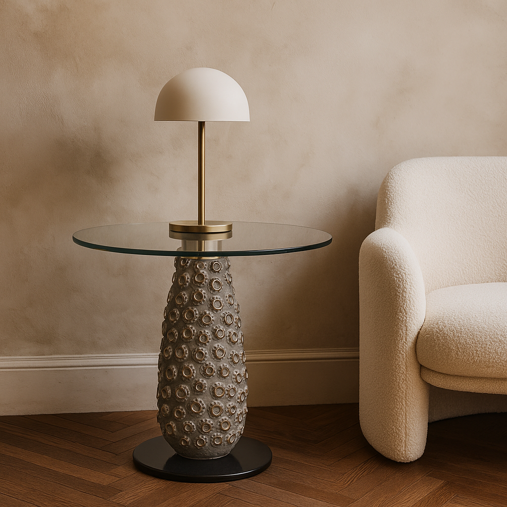 Lunar Rock Glass Side Table