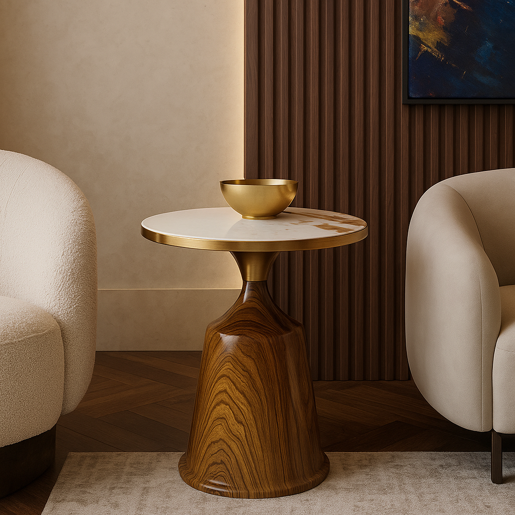 Polished Woodgrain Side Table