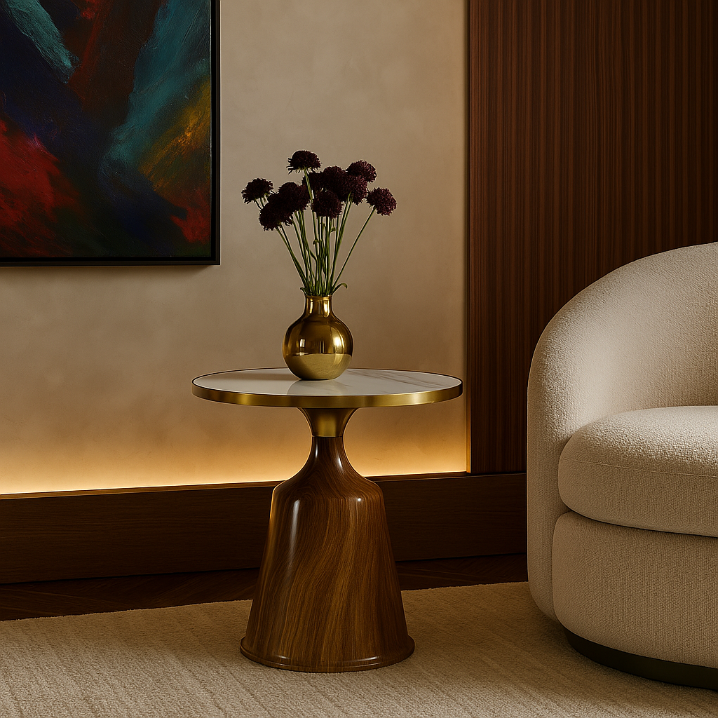 Polished Woodgrain Side Table