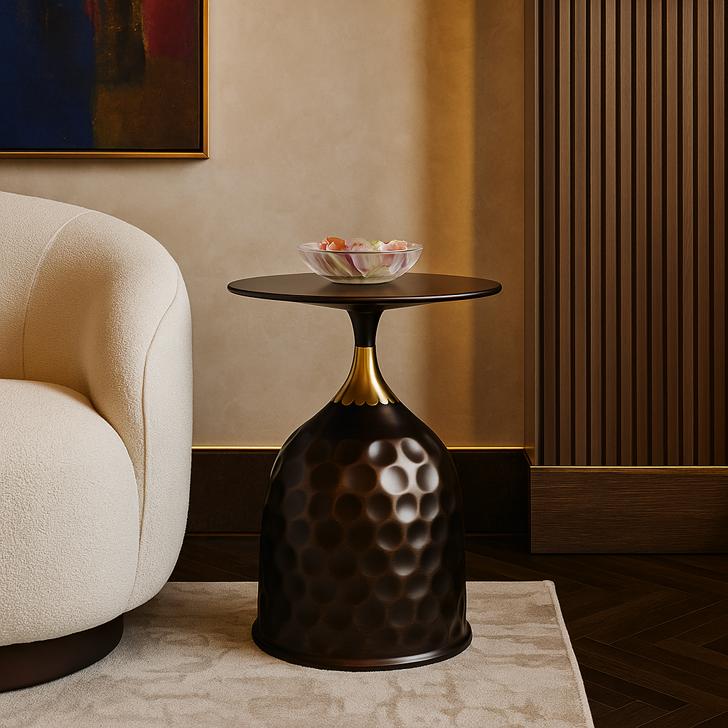 Vintage Hammer Luxe Side Table