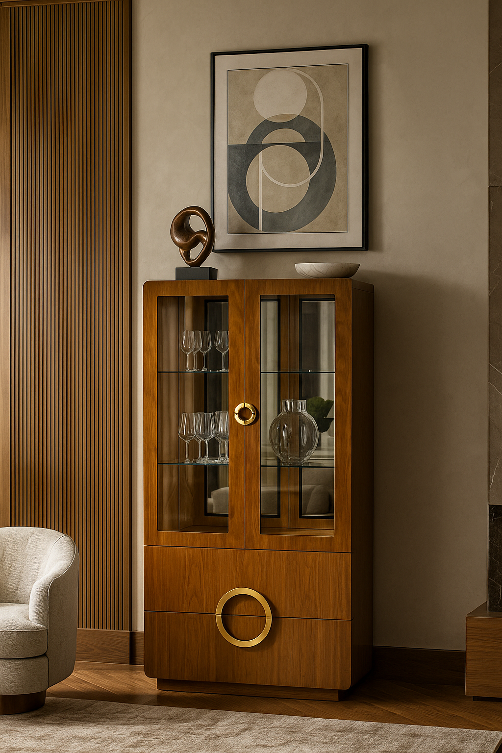 Elysian Walnut Display Cabinet