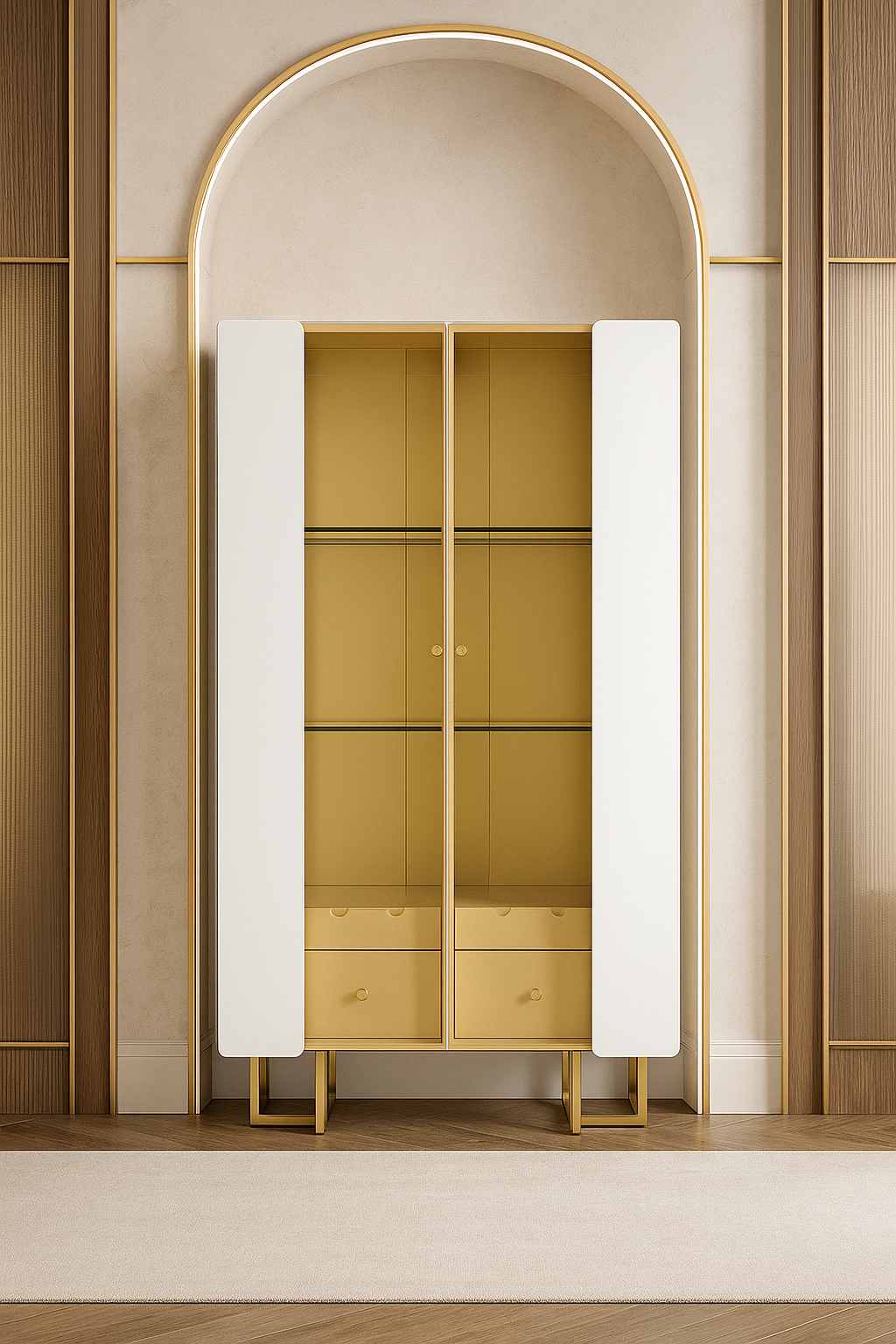 Luminara White & Gold Display Cabinet