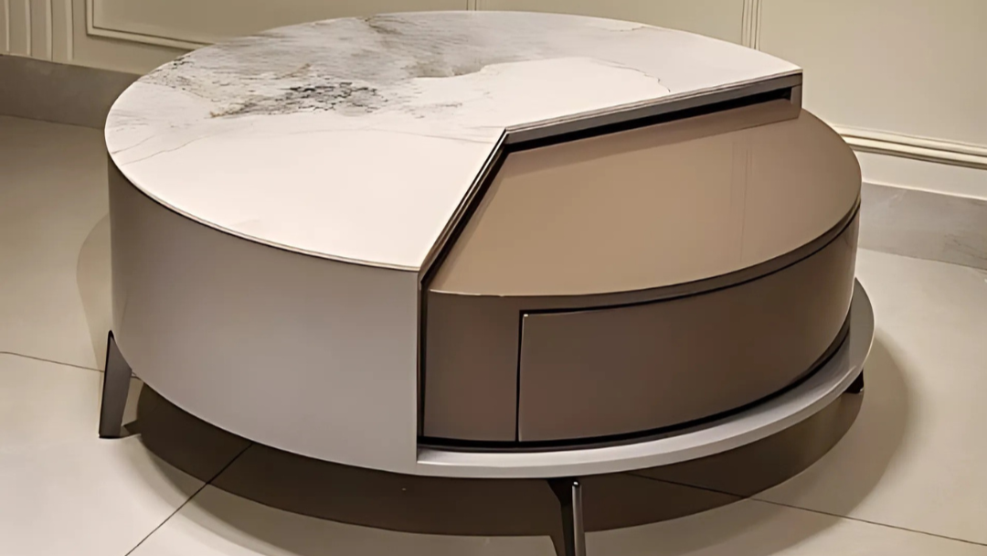 Round marble coffee table with hidden storage for modern luxury homes