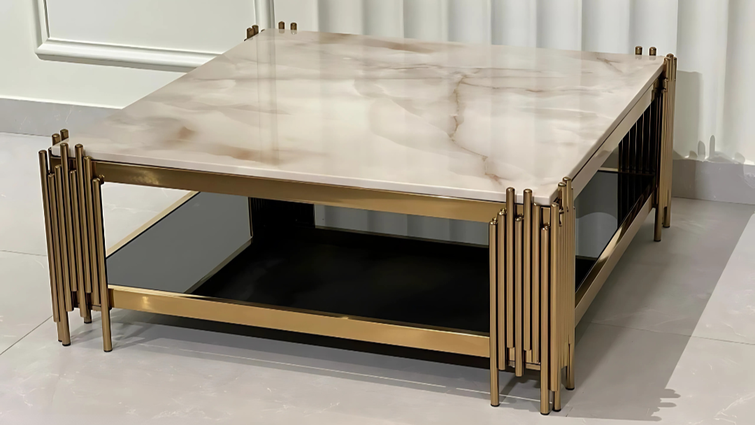 Rose Gold Grandeur Marble Center Coffee Table