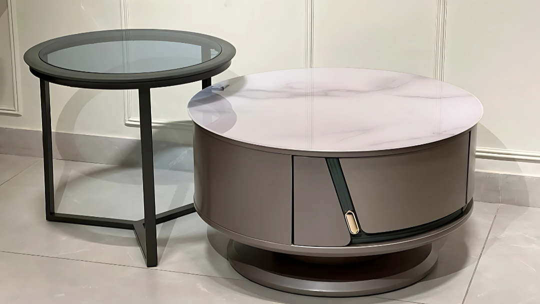 Luxury marble and glass dual coffee table set with contemporary design and refined detailing by TAS Living.
