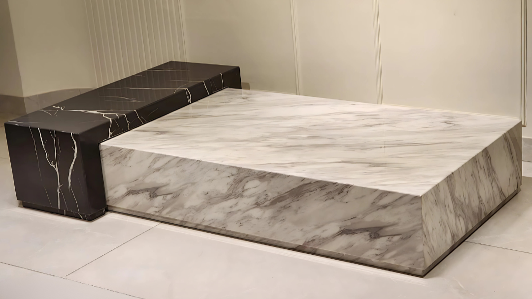 Dual-tone black and white marble luxury center coffee table – TAS Living
