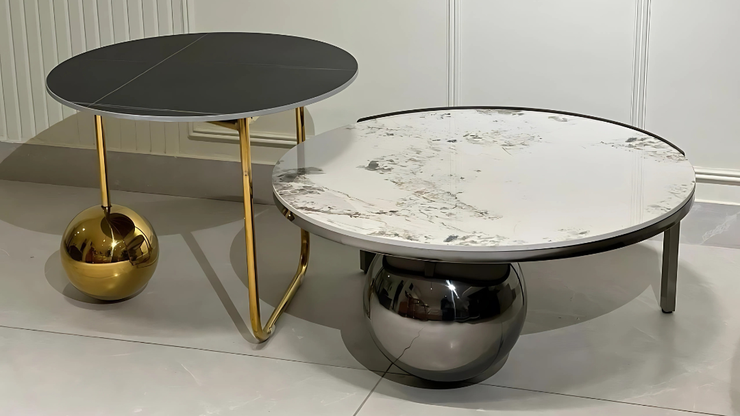 Luxury marble and gold accent dual coffee table set by TAS Living