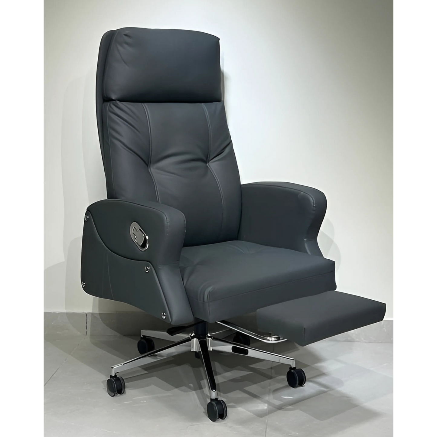 ergonomic high-back office chair with chrome base