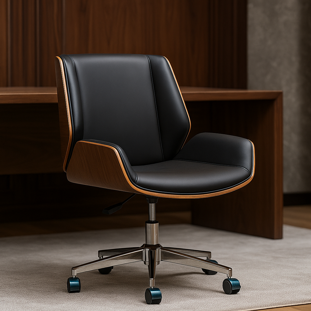 Black office chair in a room setting