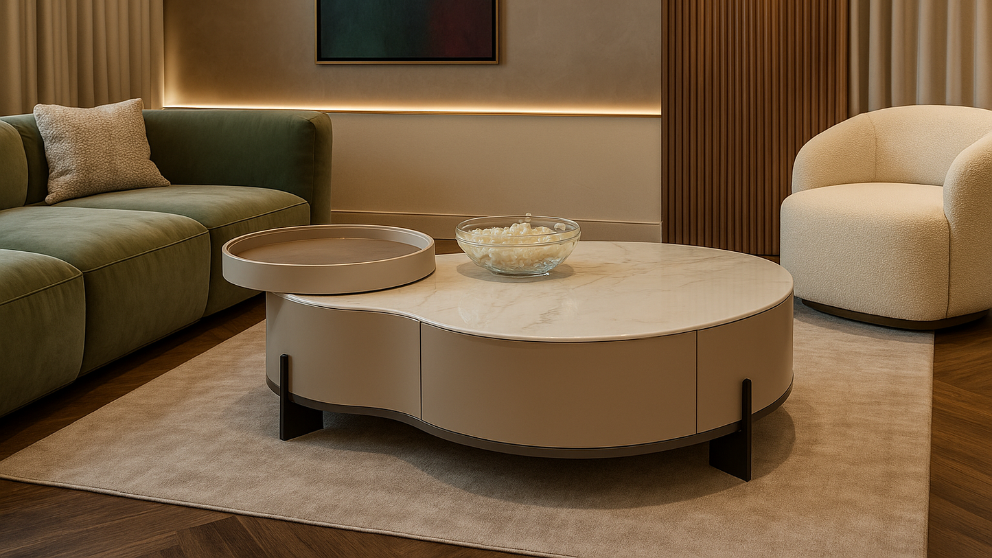Luxury sculptural marble coffee table with layered design — TAS Living