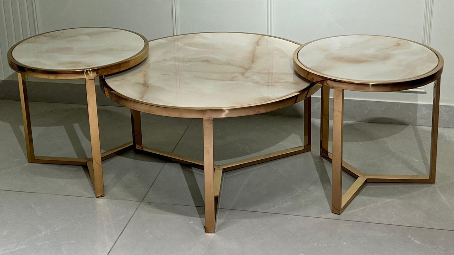 "Ros gold marble nesting luxury center coffee table set – TAS Living