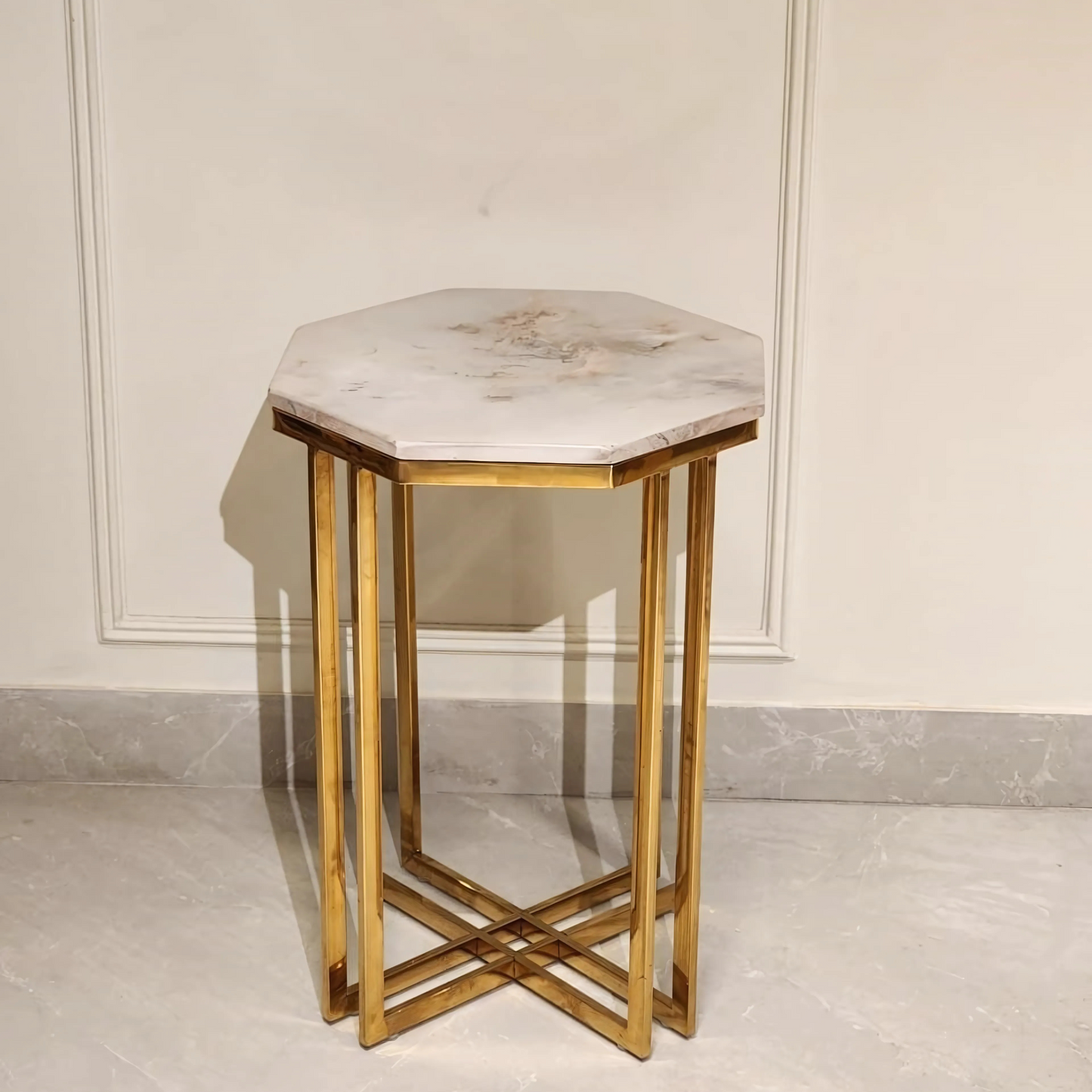 Golden Marbella Hexagon Side Table