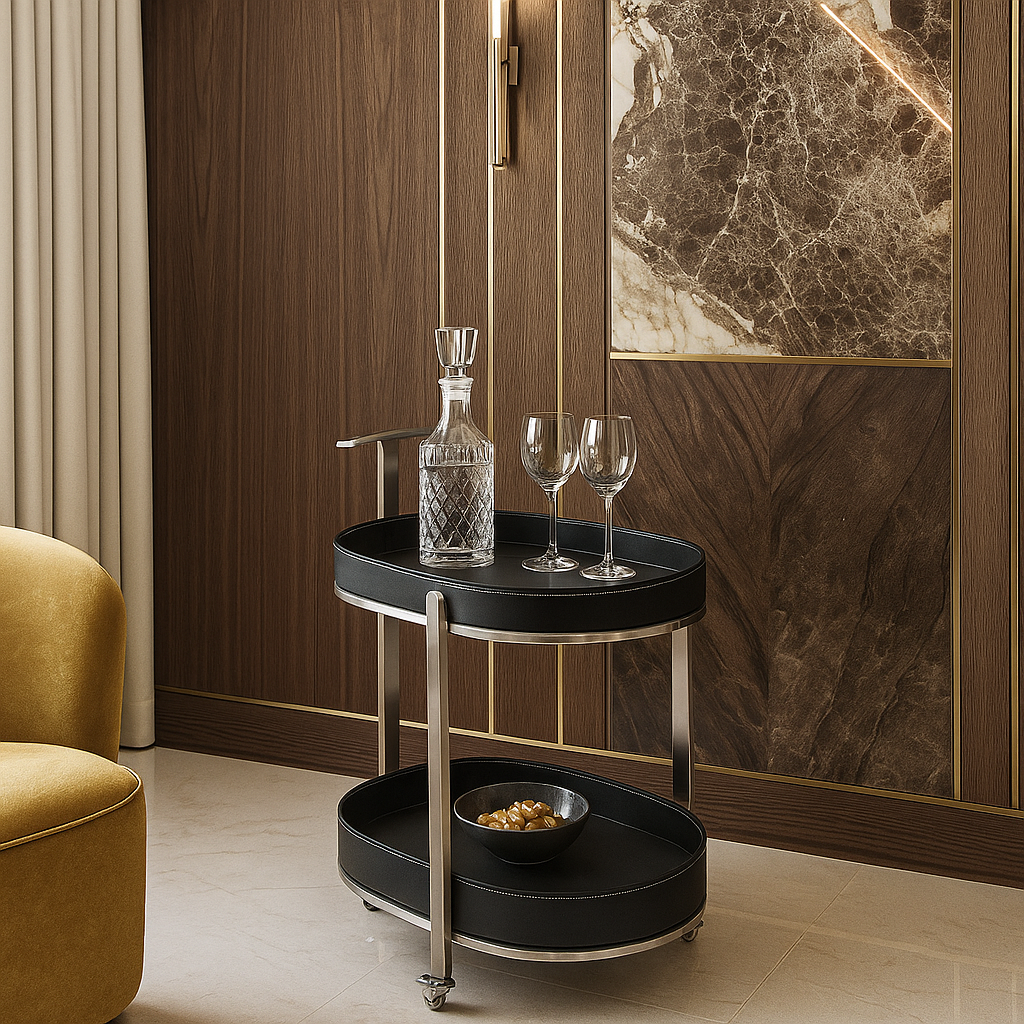 Auburn Luxe Leather Serving Trolley