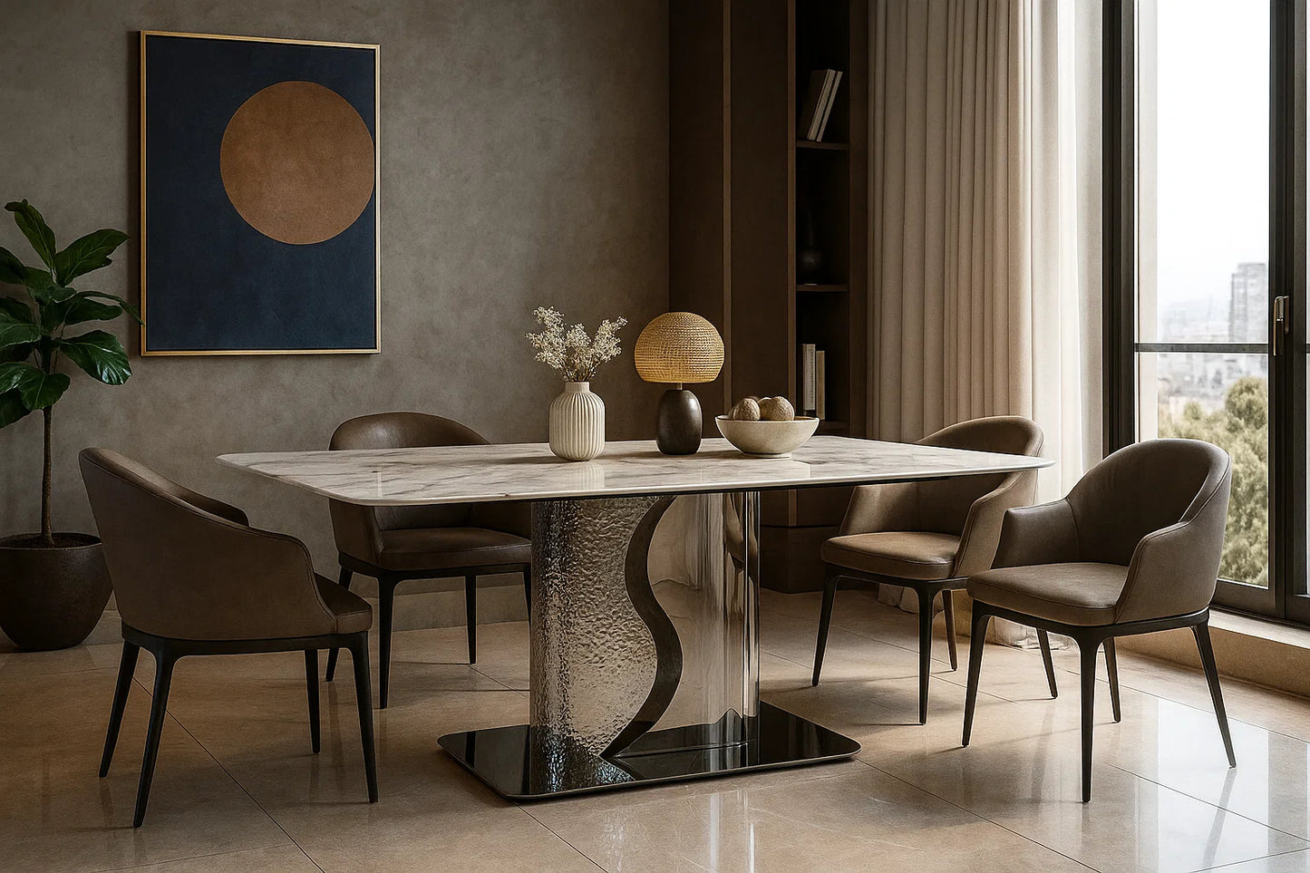 Marquina Wave Marble Dining Table