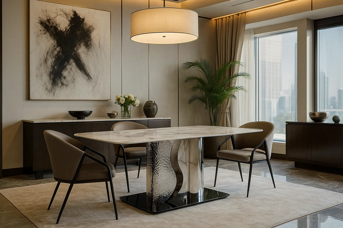 Marquina Wave Marble Dining Table
