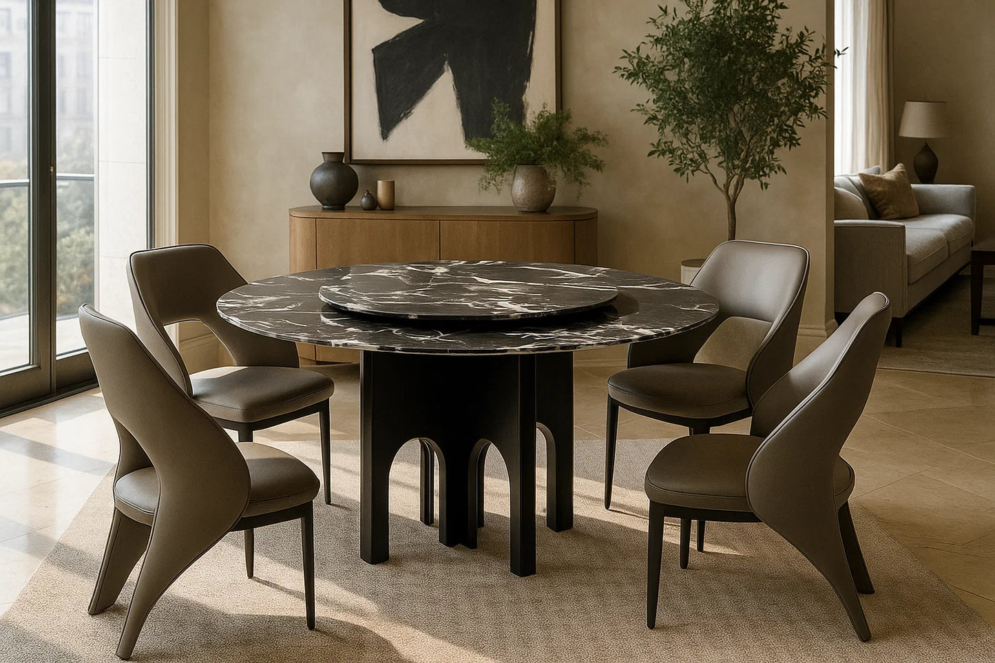 Obsidian Halo Dining Table set