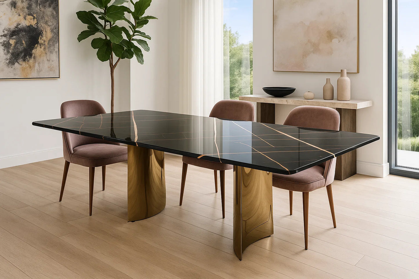 Obsidian Ember Dining Table