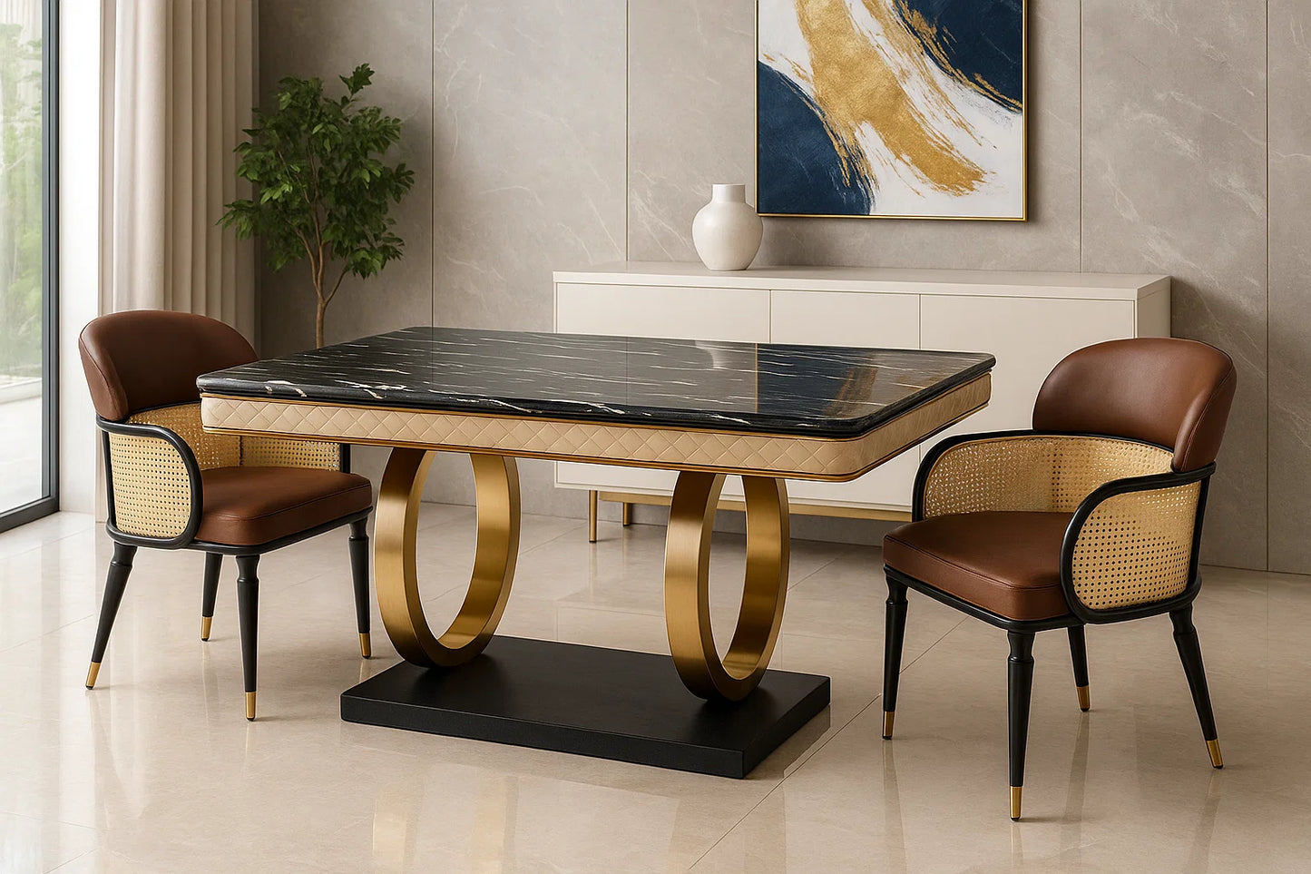 Aurum Noir Dining Table Set