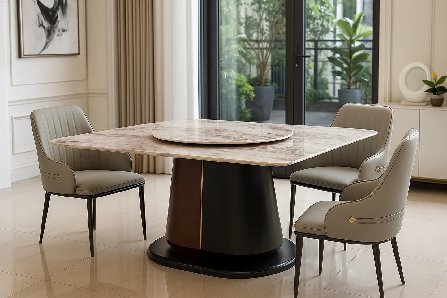 Rosa Oro Marble Dining Table
