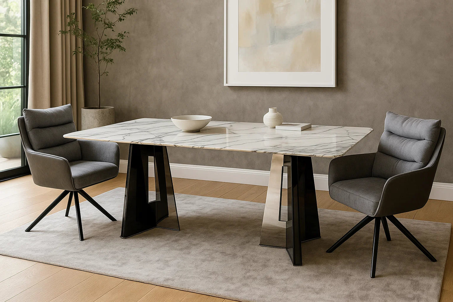 Elvano Linear Marble Dining Table