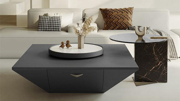 Modern Ebony Wooden and Glass Center Coffee Table Set