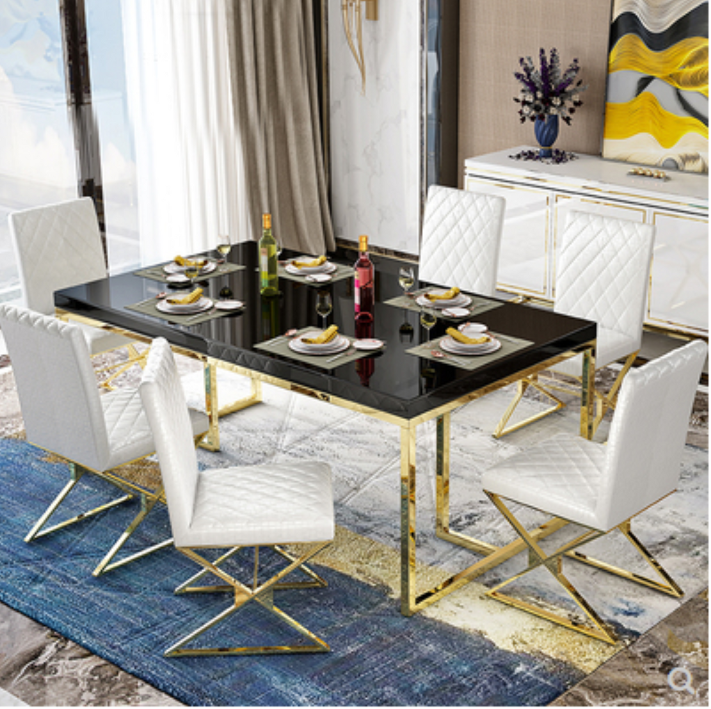 Postmodern light luxury simple dining table and chair