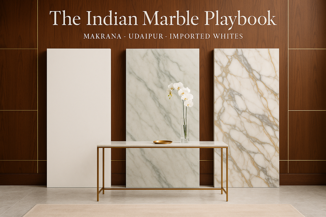 The Indian Marble Playbook: Makrana, Udaipur, and Imported Whites — Appearance, Porosity, Care