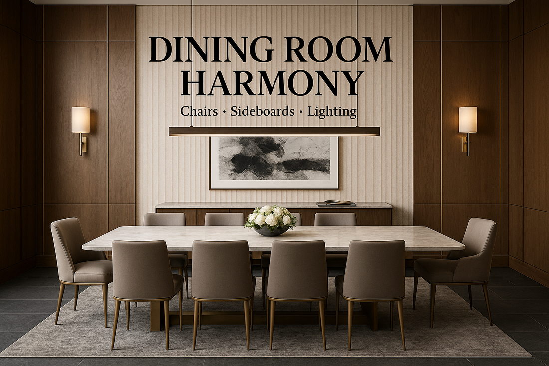 Luxury Dining Room Ecosystem: Chairs, Sideboards & Lighting in Harmony