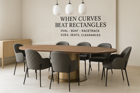 Ovals, Boats & Racetrack Tables: When Curves Beat Rectangles