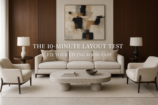 Luxury living room layout with sofa, armchairs, and coffee table arranged for ideal sightlines and flow — TAS Living