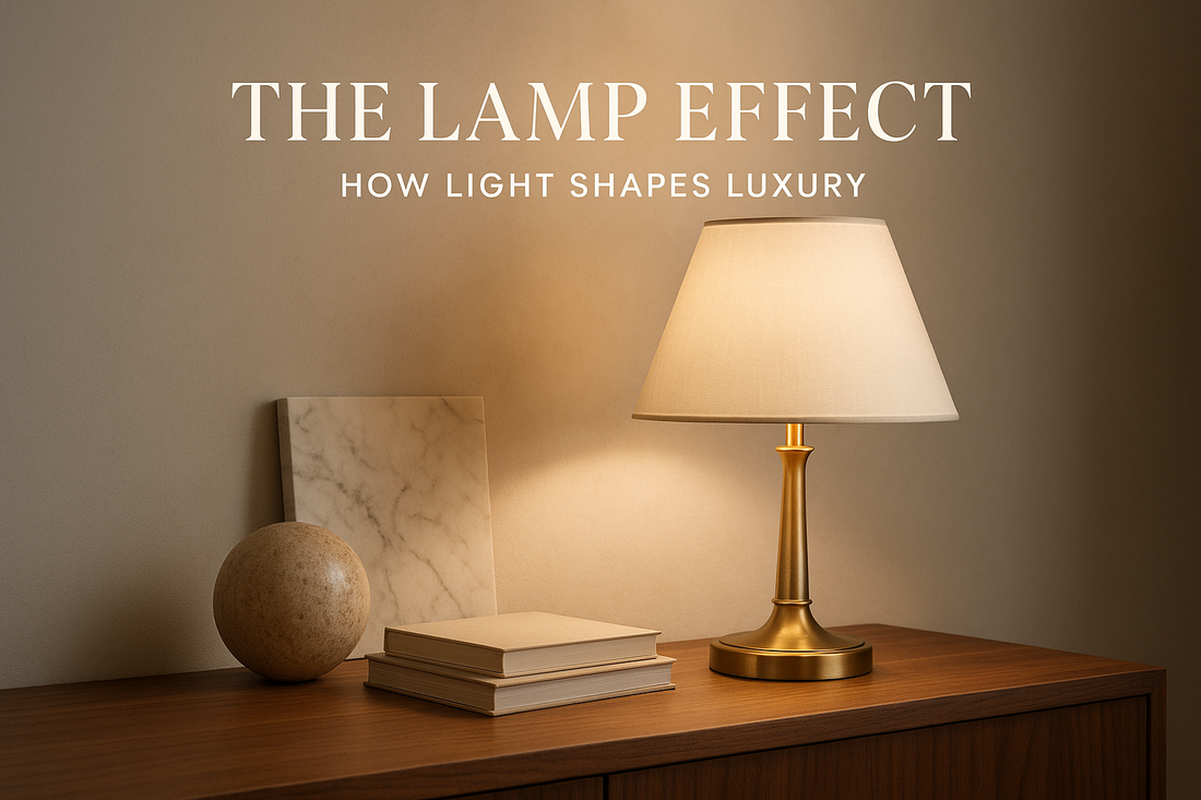 Luxury living room with table lamp, floor lamp and picture light shaping furniture mood zones — TAS Living.