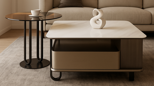 Urban Luxe Glass & Marble Center Coffee Table