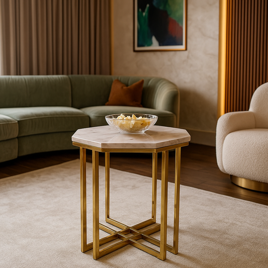 Golden Marbella Hexagon Side  Table