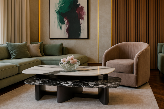 Milano Dual-Tier Marble Center Coffee Table