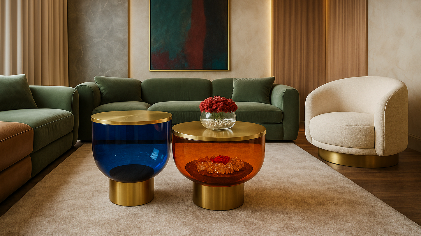Amber & Sapphire Luxe Center Coffee Table