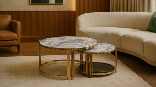 Lucente Ringed Marble Center Coffee Table