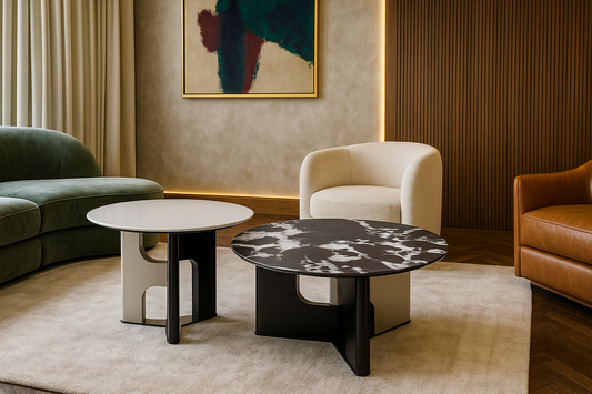 Luxury dual marble coffee tables in monochrome contrast — TAS Living