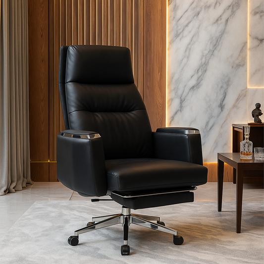 Tenzin Black High-Back Executive Recliner Chair with Leg Rest