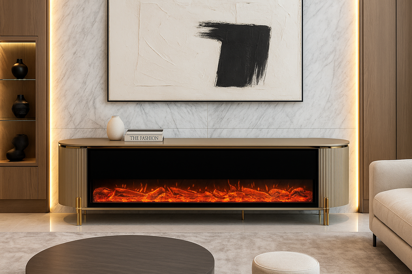 Regal Flame Marble LED Fireplace Runner