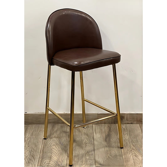 Lunaro Brass-Base Leather Bar Chair