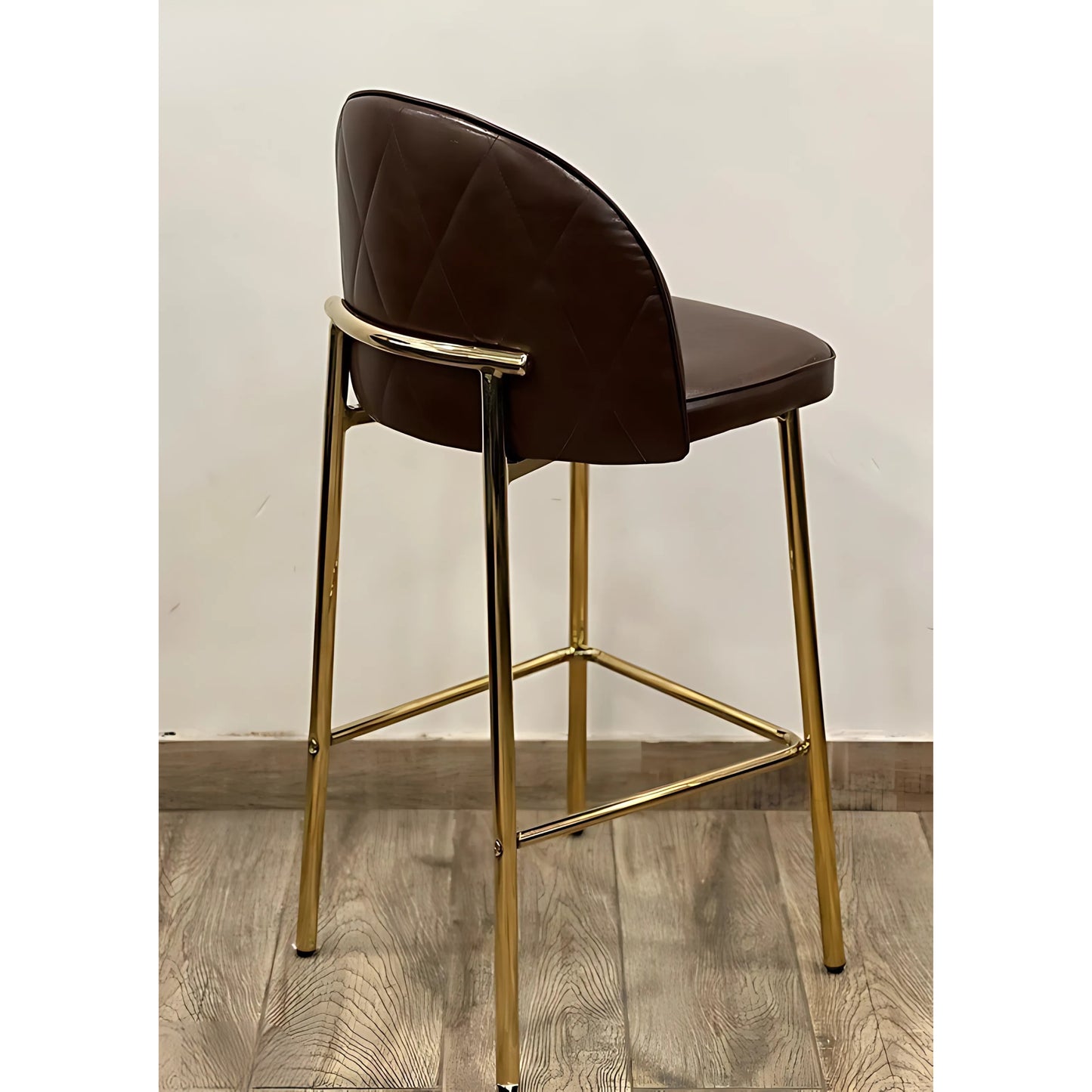 Lunaro Brass-Base Leather Bar Chair