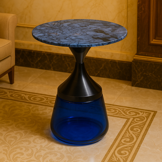 Blue Hourglass Marble Table