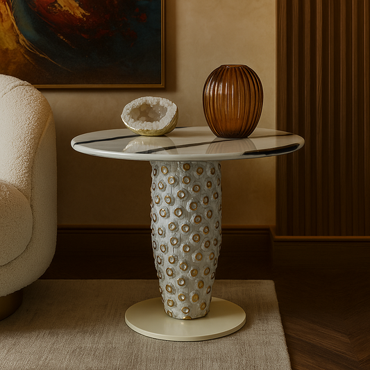 Pearl Crest Marble Side Table