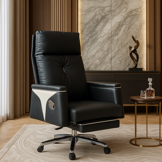 Veyrona Black and White Contrast Executive Recliner Chair with Footrest
