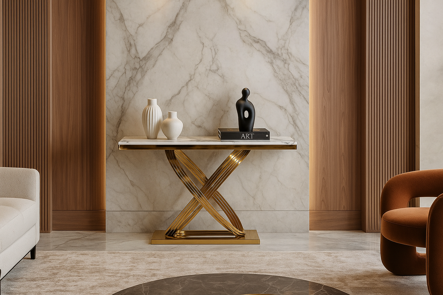 Infinity Cross Gold Console Table