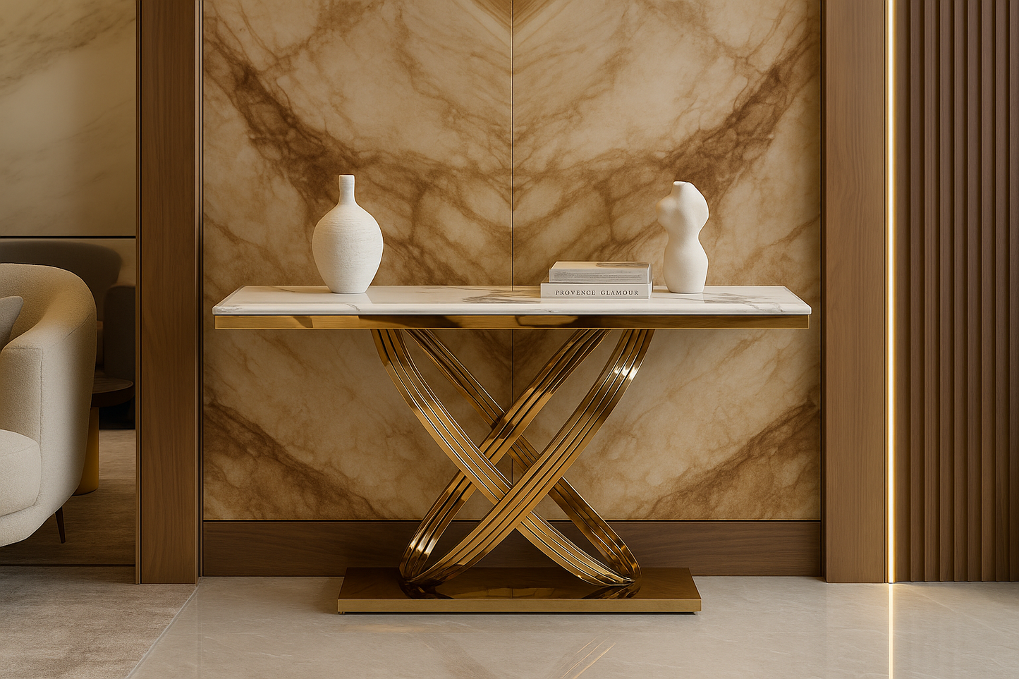 Infinity Cross Gold Console Table